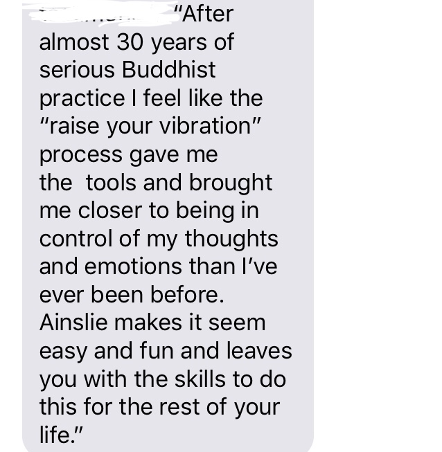 Raise Your Vibration Coaching testimonial